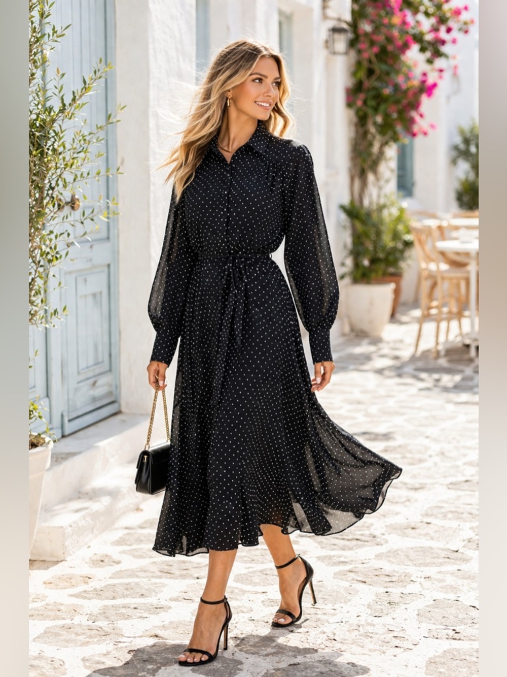 New rag & bone Aubrey Printed Polka Dot Maxi Dress